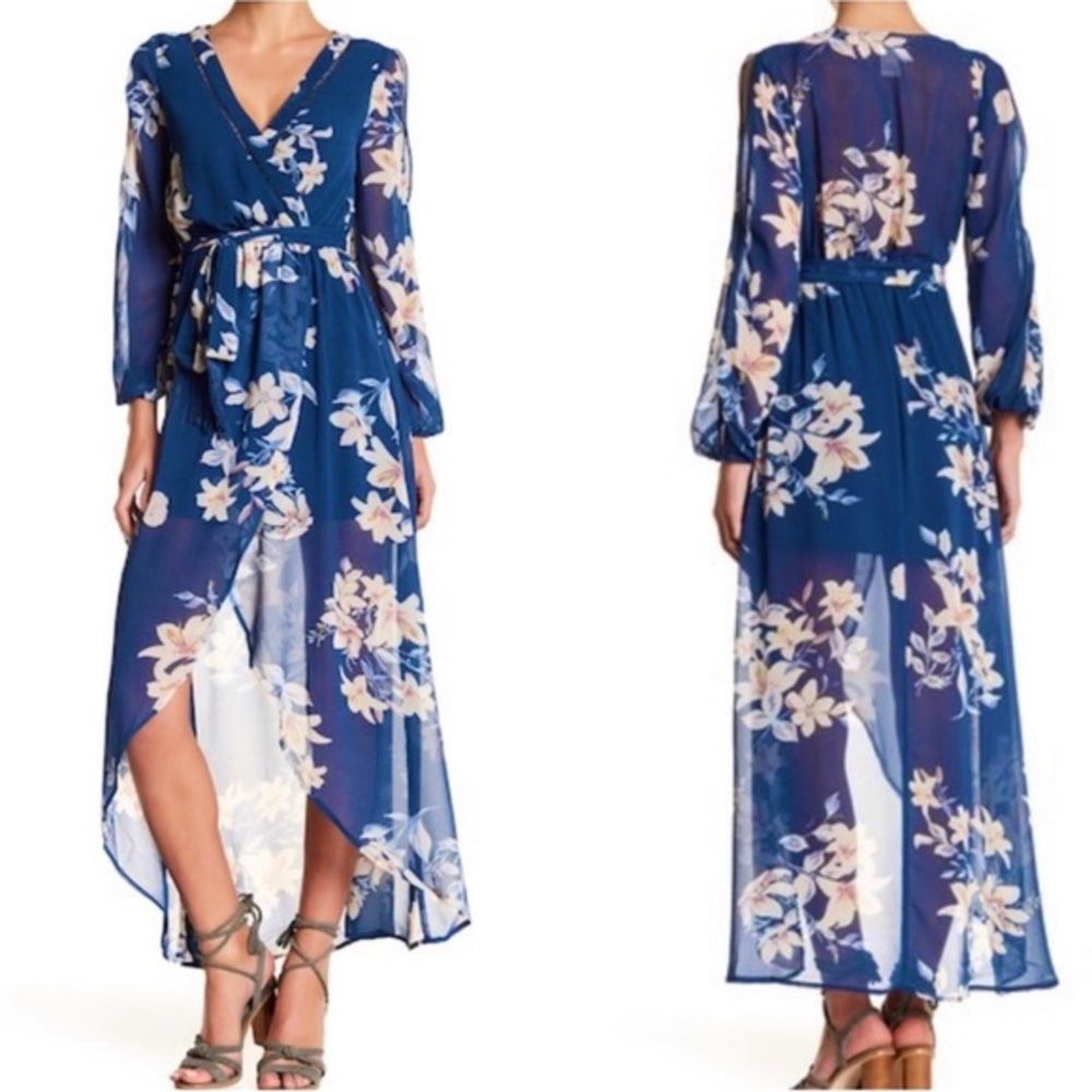 Flying Tomato Floral Cold Shoulder Wrap Dress